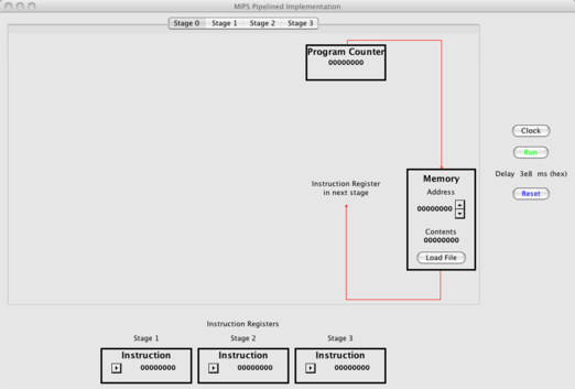 Screenshot of pipelined implementation stage 0